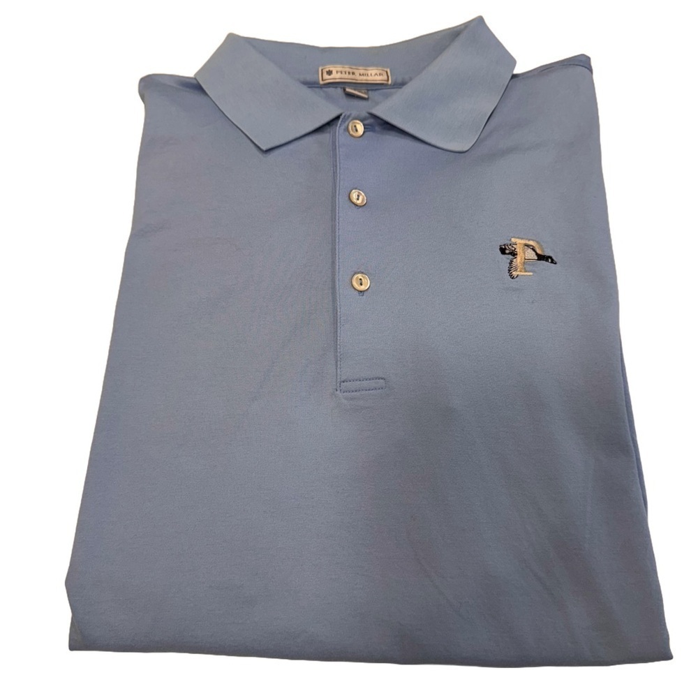 Peter Millar Golf Polo Shirt Blue Short Sleeve Sz Large NWOT